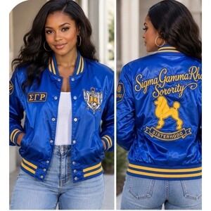 Big Boy Headgear Sigma Gamma Rho S1 Satin Bomber Jacket L Divine 9 SGRho 1922